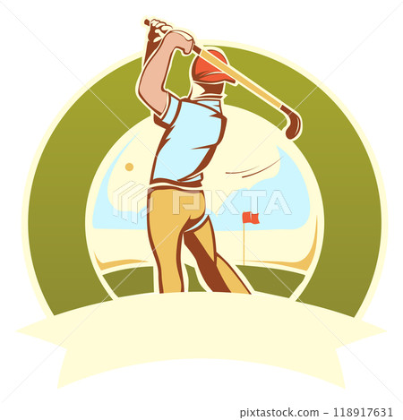 Golf club logo in retro style. Sport tournament emblem 118917631