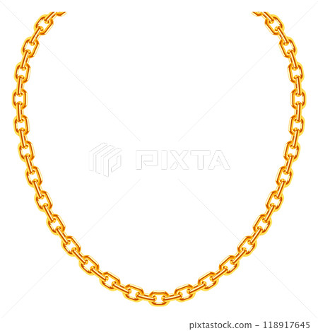 Decorative golden necklace. Shiny luxury metal chain 118917645