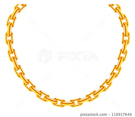 Luxury golden necklace. Shiny metal chain links 118917648