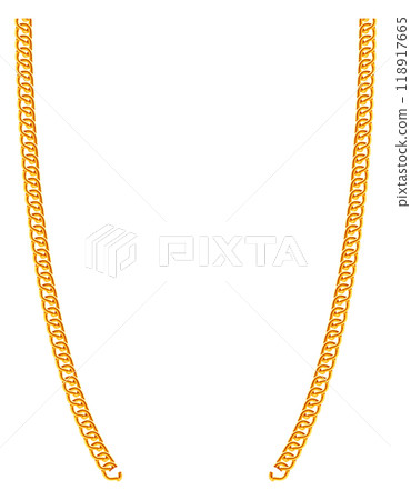 Golden necklace chain. Decorative round metal chain Golden necklace chain. Decorative round metal chain 118917665