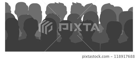 Audience black silhouettes. People group panoramic background Audience black silhouettes. People group panoramic background 118917688
