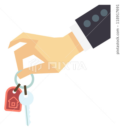 House owner icon. Property key in businessman hand House owner icon. Property key in businessman hand 118917691