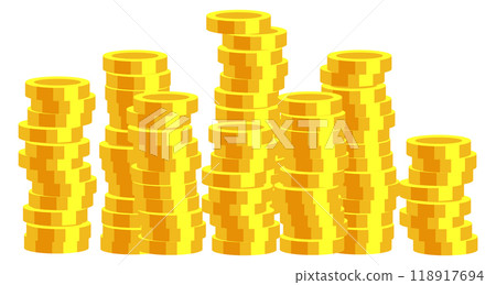 Golden coins stack. Money pile. Wealth icon Golden coins stack. Money pile. Wealth icon 118917694