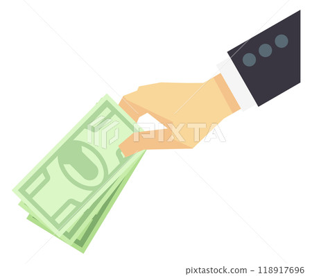 Businessman giving dollar bills pack. Payment color icon 118917696