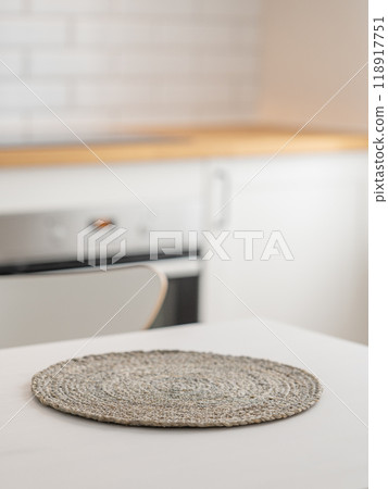 Wooden tabletop with napkin for product montage or mockup Wooden tabletop with napkin for product montage or mockup 118917751
