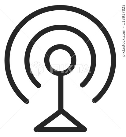 Transmitter symbol. Signal radio station line icon 118917822