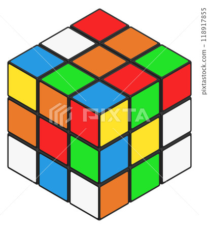 Rotating sides cube. Magic kid logic puzzle 118917855