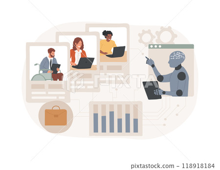 AI-Driven Diversity and Inclusion Initiatives abstract concept vector illustration. AI-Driven Diversity and Inclusion Initiatives abstract concept vector illustration. 118918184