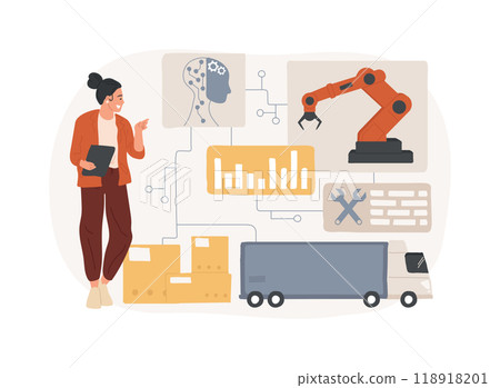 Predictive Maintenance Solutions with AI abstract concept vector illustration. 118918201