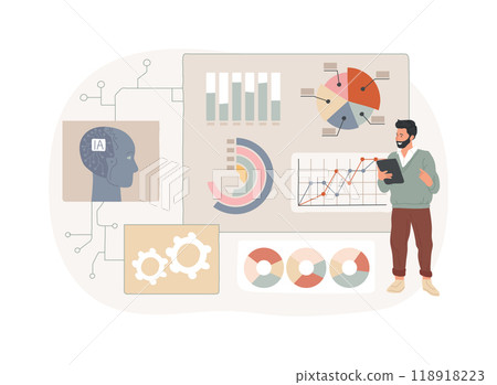 Interactive Data Visualization by AI abstract concept vector illustration. 118918223