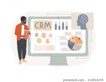 CRM with AI-Generated Insights abstract concept vector illustration. 118918245