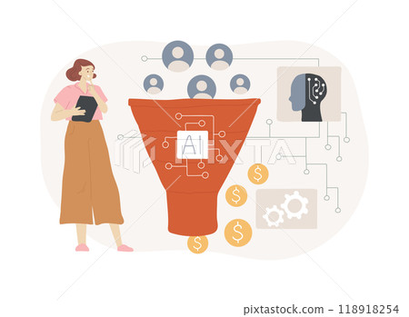 AI-Enhanced Sales Funnel Optimization abstract concept vector illustration. AI-Enhanced Sales Funnel Optimization abstract concept vector illustration. 118918254