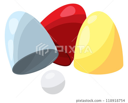 Thimblerig symbol. Shell and ball game cartoon icon 118918754