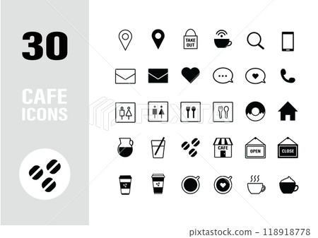 Simple cafe icon set 118918778