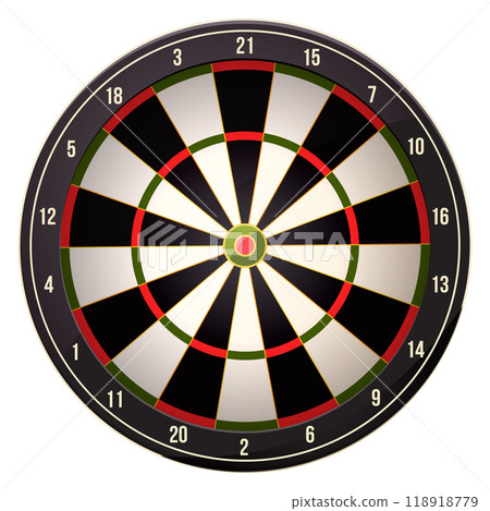 Dartboard realistic template. Game target. Round aim Dartboard realistic template. Game target. Round aim 118918779