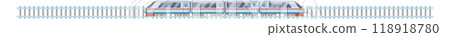 Railroad transport illustration. Train on rails. Cartoon railway 118918780