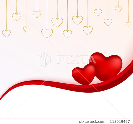 two red hearts valentines day love card with text space 118919457