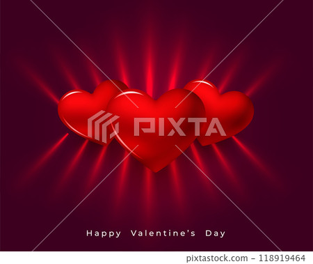 valentines day greeting with 3d hearts and red light effect 118919464