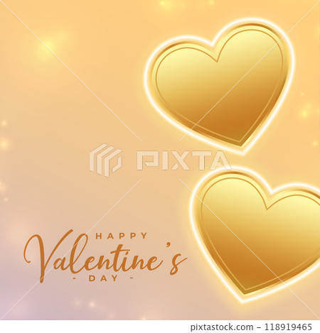 valentine's day shiny background with two golden hearts valentine's day shiny background with two golden hearts 118919465