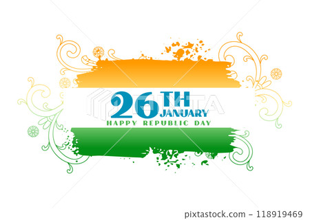 26th january republic day floral background with indian flag 26th january republic day floral background with indian flag 118919469