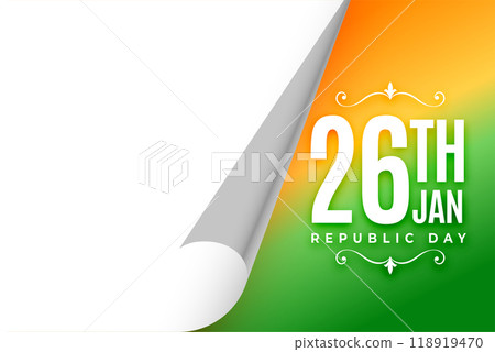 paper curl style indian republic day background with text space 118919470