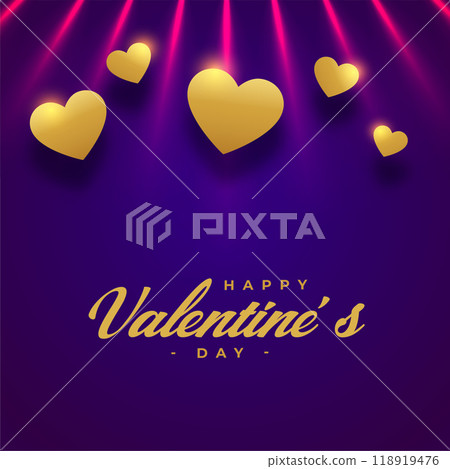 valentines day special card with golden hearts and light effect valentines day special card with golden hearts and light effect 118919476