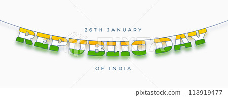 happy indian republic day celebration banner in garland style happy indian republic day celebration banner in garland style 118919477