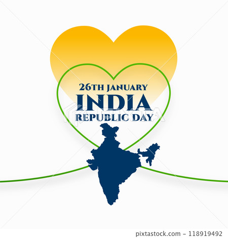 indian republic day event card with line style heart and map indian republic day event card with line style heart and map 118919492
