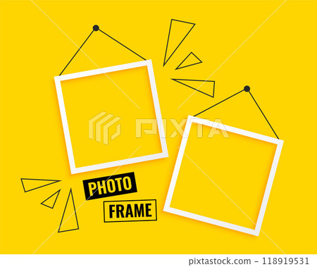 yellow photo frames background design 118919531
