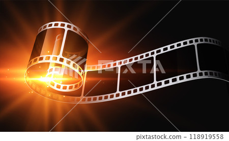 3d film strip with glowing light background 3d film strip with glowing light background 118919558