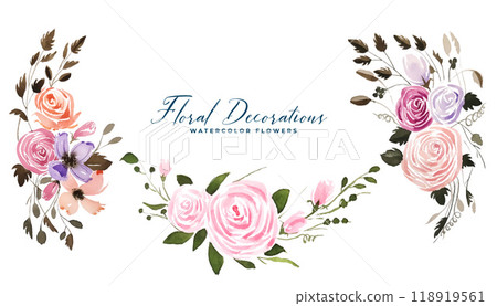 hand painted watercolor flower decoration collection hand painted watercolor flower decoration collection 118919561