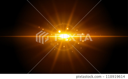 Black background with glowing light flare effect design vector 118919614