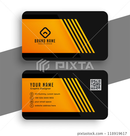 Abstract black and yellow business card template 118919617