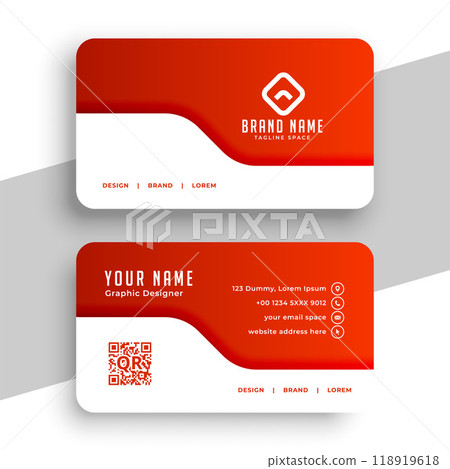 Abstract red and white business card template 118919618
