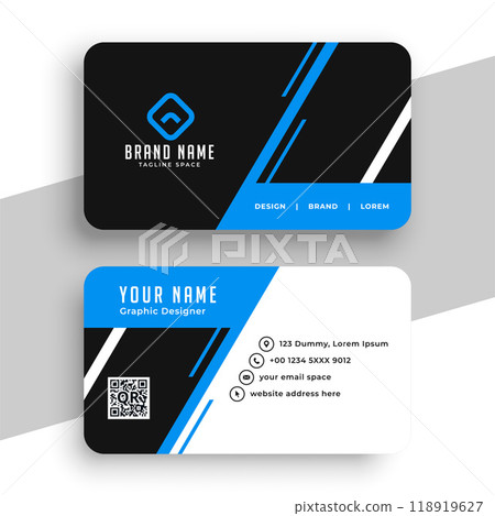 Corporate black and blue elegant business card template 118919627