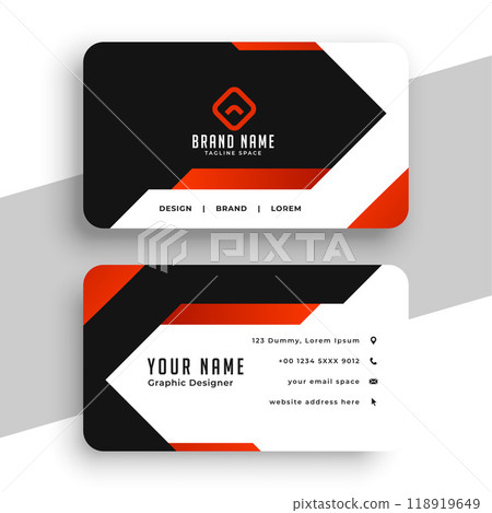 Corporate black and red modern business card template 118919649