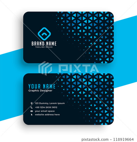 Corporate black and blue modern halftone business card template 118919664