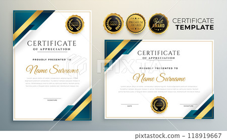 modern certificate of achievement template in golden style 118919667