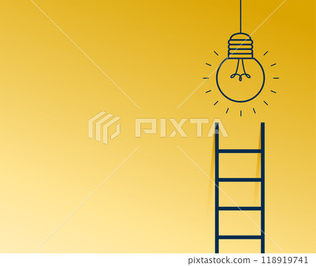 idea concept with ladder and light bulb design on yellow background vector illustration idea concept with ladder and light bulb design on yellow background vector illustration 118919741