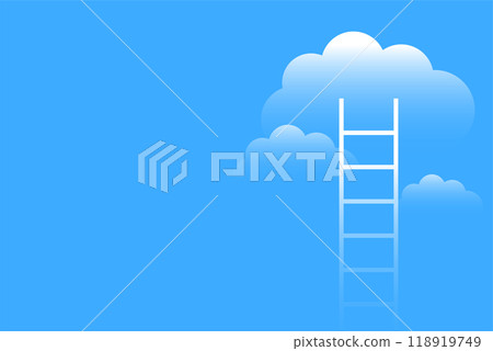 ladder climbs up to the sky with cloud concept background vector illustration 118919749