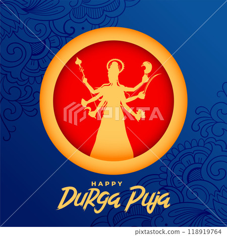 Happy durga pooja navratri festival wishes card design Happy durga pooja navratri festival wishes card design 118919764
