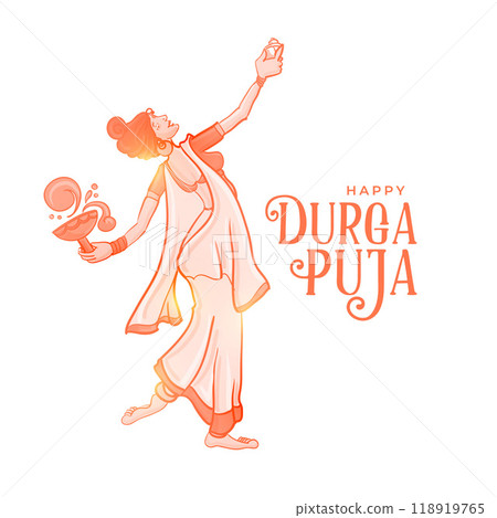 hindu religious durga pooja festival event card design vector illustration 118919765