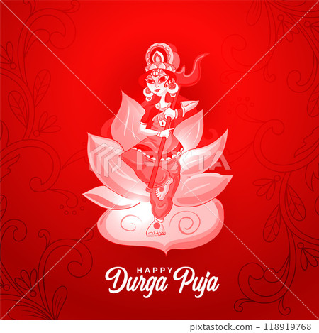 shubh durga pooja navratri festival red greeting background 118919768
