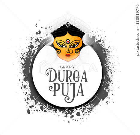 Happy durga pooja hindu festival celebration background 118919776