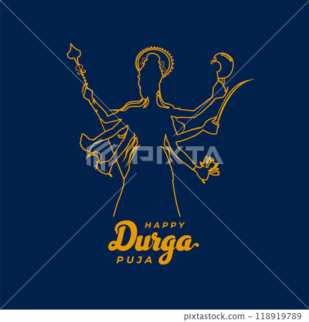 shubh navratri festival durga pooja event card with maa durga design vector illustration 118919789