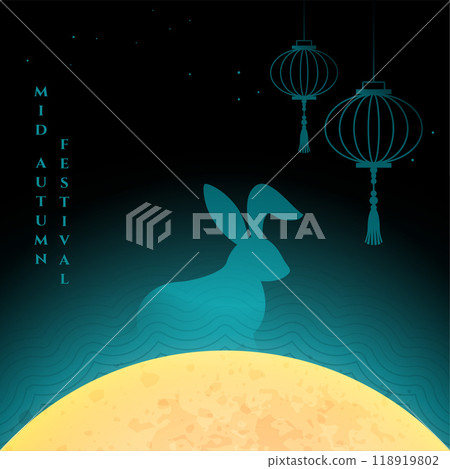 mid autumn festival greeting with moon and rabbit 118919802