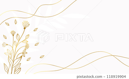 hand drawn golden floral in line style white background hand drawn golden floral in line style white background 118919904