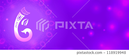 hindu culture ganesh chaturthi purple background with text space 118919948
