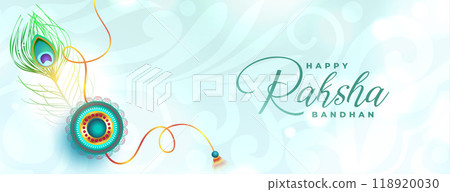 beautiful rakhsha bandhan festival background with peacock feather effect 118920030