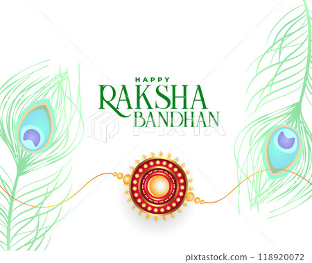 happy raksha bandhan banner with rakhi and peacock feather design happy raksha bandhan banner with rakhi and peacock feather design 118920072